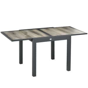 Outsunny tuintafel, uitschuifbare eettafel, weerbestendig aluminium, perfect voor buiten, 150-200 x 90 x 75 cm, grijs | Aosom.nl