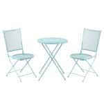 Outsunny tuinzitgroep, 3-delige bistroset, stevig metaal, ideaal voor terras en balkon, weerbestendig, compact ontwerp, blauw | Aosom.nl