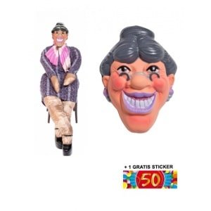 Sara pop met masker - en gratis 50 jaar sticker - tuinset - tuinpop