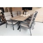 SenS-Line Ambiance tuinset tafel en 6 verstelbare stoelen incl. taupe kussens - Showmodel Wommelgem- - Aluminium- Sens-Line