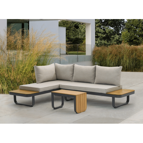 SenS-Line Samos aluminium loungeset acacia blad en taupe kussens - Showmodel Numansdorp, Strijen, Amersfoort, Hoofddorp & Wommelgem- - Aluminium- Sens-Line