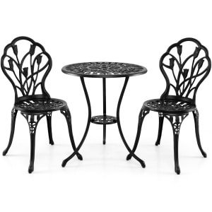 Tuinset van Gegoten Aluminium Weerbestendige Buitentafel en Stoelen met Parasolgat