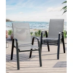 4-delige stapelbare terrasstoelen set, buitenstoelen met textiel/stalen frame, voor terras, achtertuin, tuin, zwembadrand