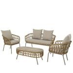 Amadora loungeset wicker naturel Decoris - Decoris