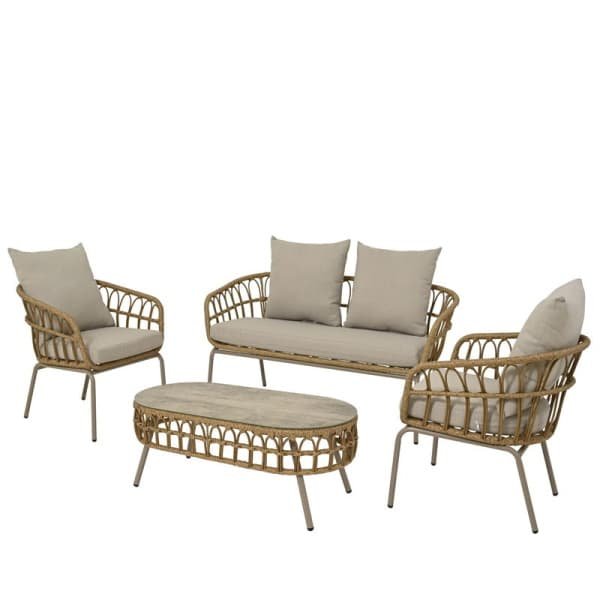 Amadora loungeset wicker naturel Decoris - Decoris