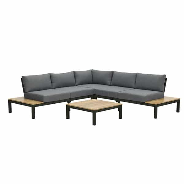 Antoinette Lounge Set 4-Delig Carbon Black Mystic Grey Teak Look 271,5x271,5 x 76 Garden Impressions - Garden impressions