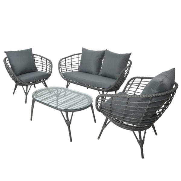 Evora loungeset wicker grijs Decoris - Decoris