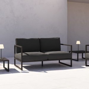 Kave Home 2-zits Tuinbank 'Comova' 150cm, kleur Donkergrijs