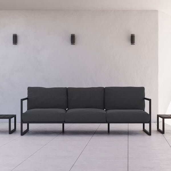 Kave Home 3-zits Tuinbank 'Comova' 225cm, kleur Donkergrijs