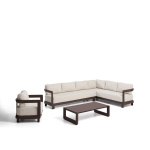 Kave Home Loungeset Nerano Met 5-zits hoekbank en salontafel - Bruin