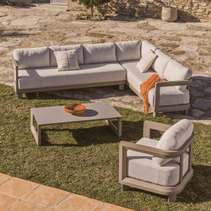 Kave Home Loungeset Nerano Met 5-zits hoekbank en salontafel - Taupe