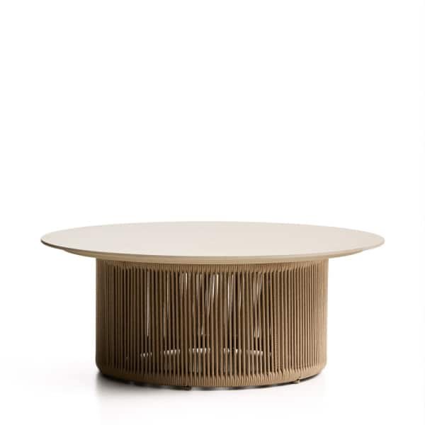 Kave Home Outdoor Salontafel Orosei Gesinterde steen en touw, 90cm - Naturel