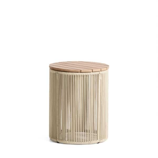 Kave Home Ronde Bijzettafel Dandara Acaciahout en touw, 40cm - Ecru