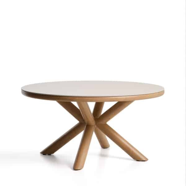 Kave Home Ronde Tuintafel Mirtia Gesinterde steen en houtlook, 148cm - Beige