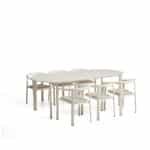Kave Home Tuinset Erice Met ovale tuintafel en 6 stoelen, 230 x 100cm - Ecru