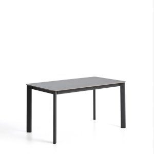 Kave Home Tuintafel Anafi Gesinterde steen, 140 x 80cm - Donkergrijs