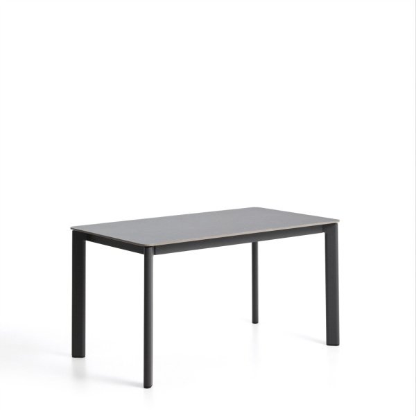 Kave Home Tuintafel Anafi Gesinterde steen, 140 x 80cm - Donkergrijs