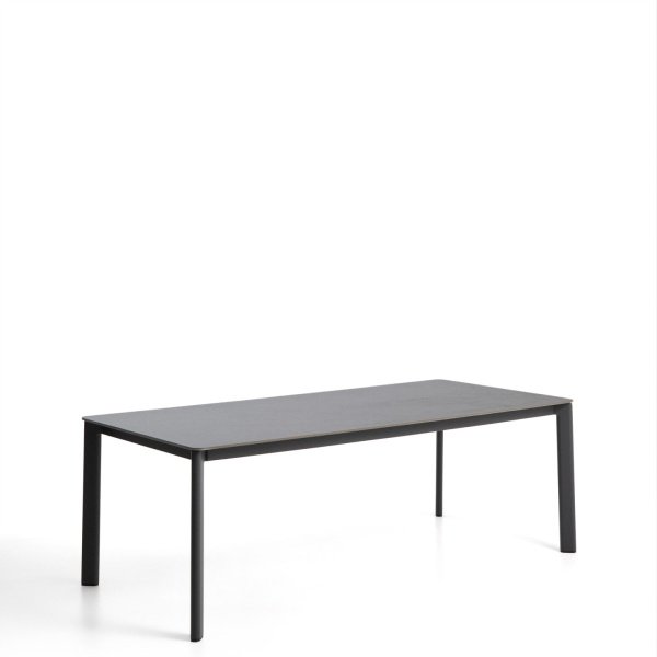 Kave Home Tuintafel Anafi Gesinterde steen, 220 x 100cm - Donkergrijs