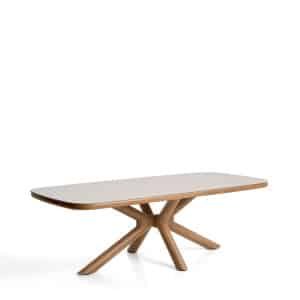 Kave Home Tuintafel Mirtia Gesinterde steen en houtlook, 240 x 110cm - Beige