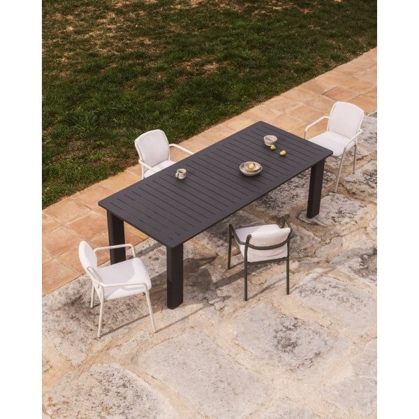 Kave Home Uitschuifbare Tuintafel Livorno 233/350 x 100cm - Donkergrijs