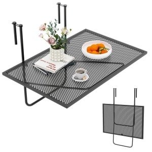 Opvouwbare Balkon tafel Rechthoekige Hangtafel om op te Hangen Metaal Vouwtafel Zwart