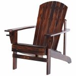 Outsunny Adirondack tuinstoel, comfortabele ligbank met bekerhouder, weerbestendig, massief hout, 97 x 72,5 x 93 cm, verkoold | Aosom.nl