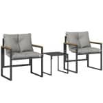 Outsunny Bistroset voor 2 personen, 3-delig tuinbistroset met metalen frame en dikke kussens