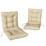 Outsunny Buitensitzkussen met rugleuning en banden, waterafstotend kussen voor binnen en buiten, Beige