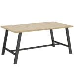 Outsunny Outdoor-salontafel, rechthoekige metalen bijzettafel met tafelblad in houtlook, 100 x 55 cm, Bruin