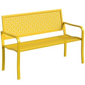 Outsunny Tuinbank 2-zits metaal weerbestendig outdoor zitbank met roestbestendige rugleuning, geometrisch tot 240 kg