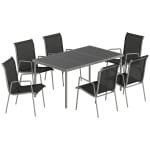 Outsunny Tuinmeubelset 7-delig 150 x 90 cm tafel met 6 ademende stoelen, gehard glazen tafelblad