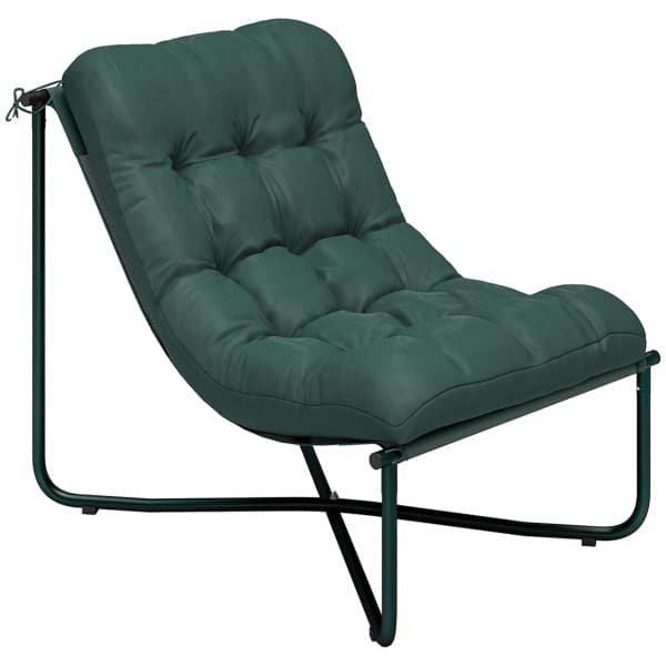 Outsunny Tuinstoel met kussen ademende sling-zitting stalen frame voor tuin terras 76 x 92 x 76 cm Donkergroen
