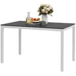 Outsunny Tuintafel Aluminium 120x70 cm Weerbestendig Balkontafel met Houtlook, voor 4-6 Personen Zwart