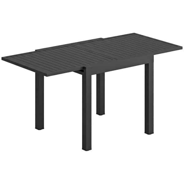 Outsunny Tuintafel Uitschuifbaar 80/160 x 80 cm Aluminium Eettafel voor 4-6 Personen, Rechthoekig met Lamellenblad