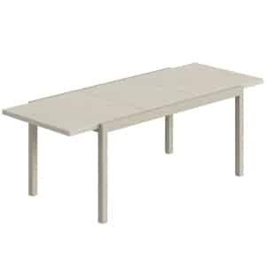 Outsunny Uitschuifbare Tuintafel 154/214 x 85 cm Aluminium Eettafel voor 8-10 Personen met Houtlook Lichtgrijs