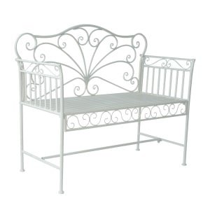 Outsunny tuinbank, 2-zits metalen zitbank, weerbestendig tuinmeubilair, elegant design, ideaal voor buitengebruik, wit | Aosom.nl