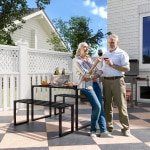 Outsunny tuinset, elegante meubelset met tafel en banken, weerbestendig metaal, perfect voor buiten, 4-persoons, grijs | Aosom.nl