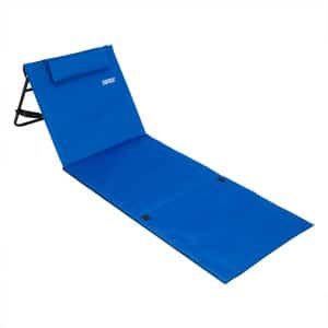 Strandmat met Rugleuning en Kussen 158cm x 56cm blauw