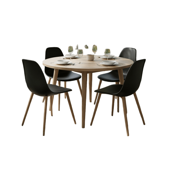 Kristianstad dining chair acacia teak look/black Eurofar - Eurofar