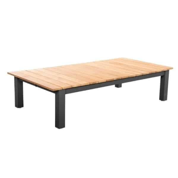 Midori coffee tafel 140x75cm aluminium dark grey teak Yoi - Yoi