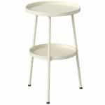 Outsunny Bijzettafel Ø36 cm, metalen balkontafel, ronde terrastafel voor buiten, crèmewit