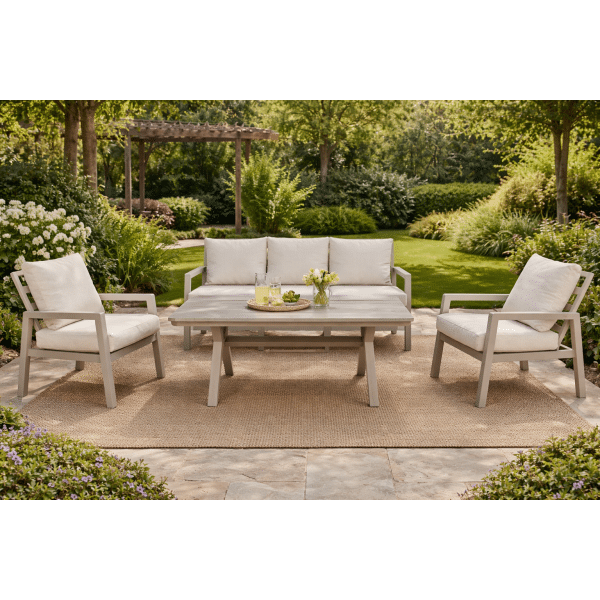 SenS-Line Colin loungeset 4-delig aluminium met beige kussens- - Aluminium- Sens-Line