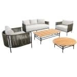 Umi loungeset compleet Ki coffee table Ki side table aluminium dark grey/rope green Yoi - Yoi