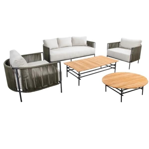 Umi loungeset compleet Ki coffee table Ki side table aluminium dark grey/rope green Yoi - Yoi